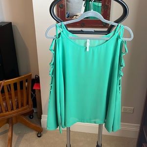 Cold shoulder blouse with cross cross detail